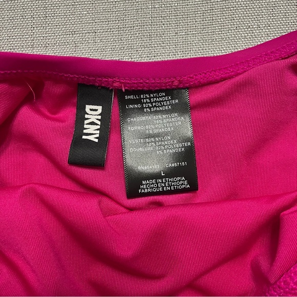 DKNY Ladies Swimsuit Ruffle Tankini Pink 2 Piece Set Size Large - Picture 11 of 11